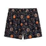 White And Orange Aboriginal Art Print Mesh Shorts