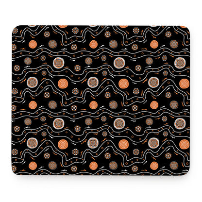 White And Orange Aboriginal Art Print Mouse Pad