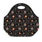 White And Orange Aboriginal Art Print Neoprene Lunch Bag