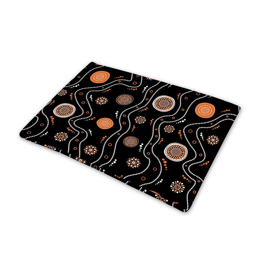 White And Orange Aboriginal Art Print Pet Cooling Mat Cover