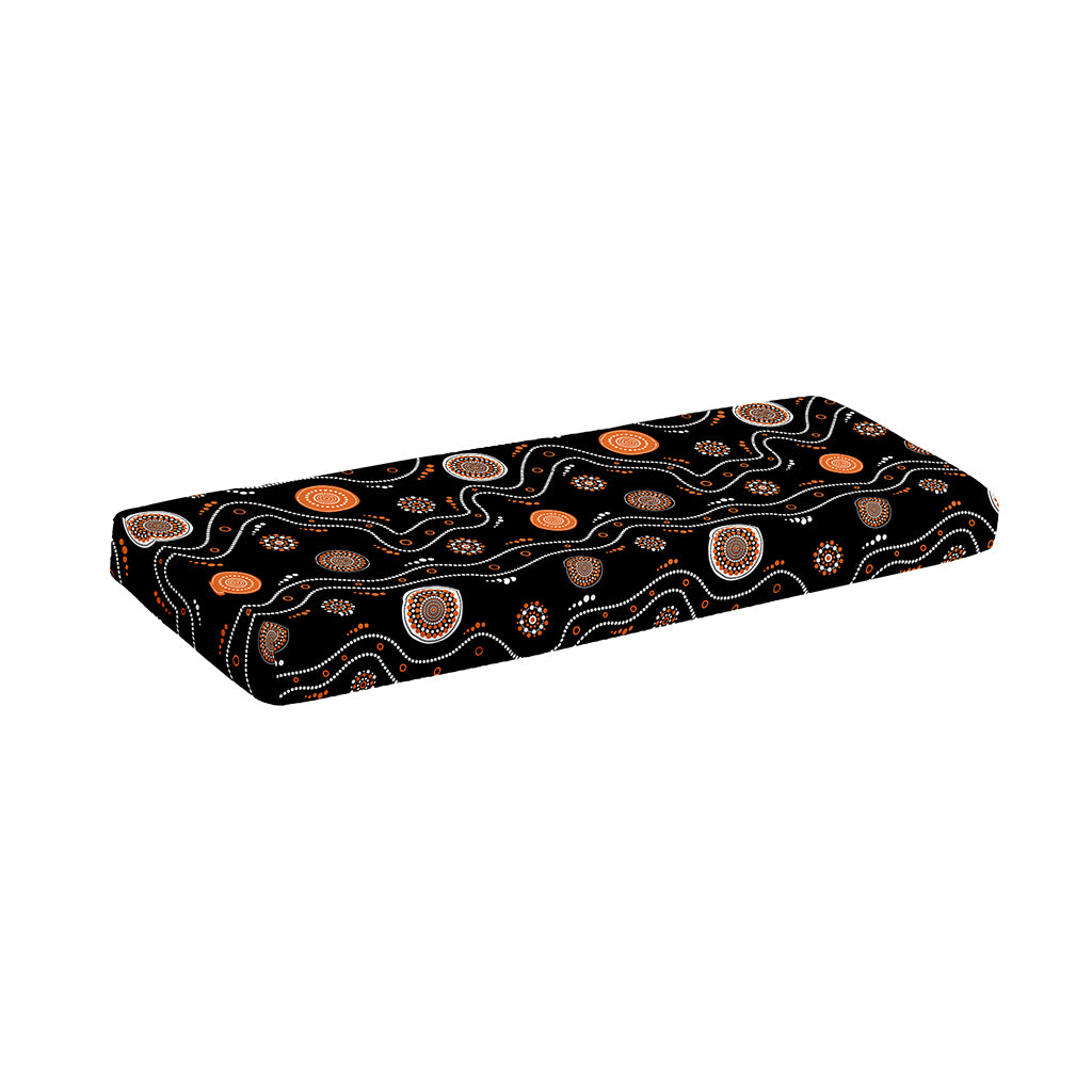 White And Orange Aboriginal Art Print Piano Keyboard Cover