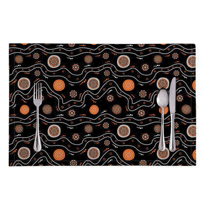 White And Orange Aboriginal Art Print Placemat