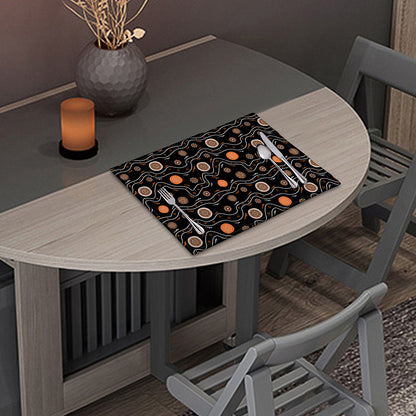 White And Orange Aboriginal Art Print Placemat