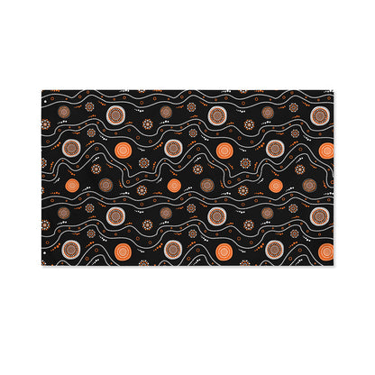 White And Orange Aboriginal Art Print Polyester Flag
