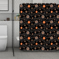 White And Orange Aboriginal Art Print Polyester Shower Curtain