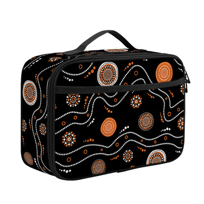 White And Orange Aboriginal Art Print Portable Lunch Bag