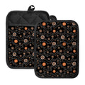 White And Orange Aboriginal Art Print Pot Holders With Pocket