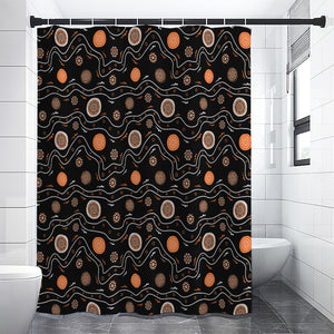 White And Orange Aboriginal Art Print Premium Shower Curtain