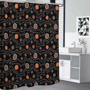 White And Orange Aboriginal Art Print Premium Shower Curtain