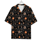 White And Orange Aboriginal Art Print Rayon Hawaiian Shirt