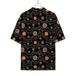 White And Orange Aboriginal Art Print Rayon Hawaiian Shirt