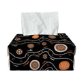 White And Orange Aboriginal Art Print Rectangle Tissue Box Cover