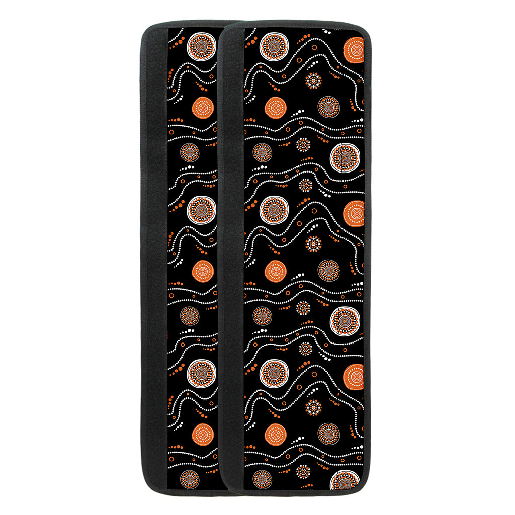 White And Orange Aboriginal Art Print Refrigerator Handle Covers