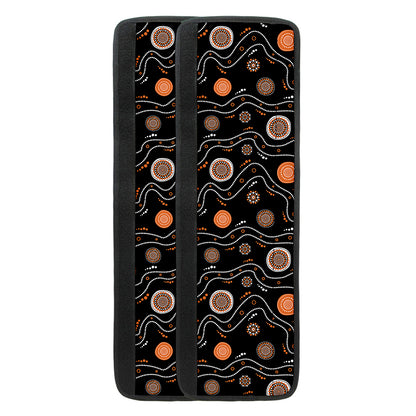 White And Orange Aboriginal Art Print Refrigerator Handle Covers
