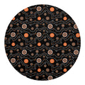 White And Orange Aboriginal Art Print Round Blanket