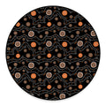 White And Orange Aboriginal Art Print Round Floor Mat