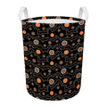 White And Orange Aboriginal Art Print Round Laundry Basket