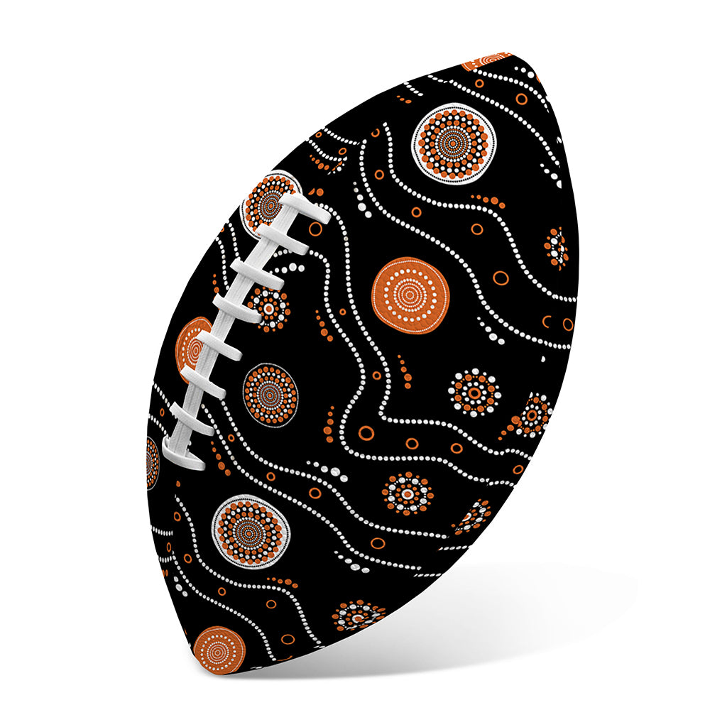 White And Orange Aboriginal Art Print Rugby Ball