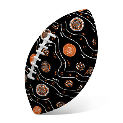 White And Orange Aboriginal Art Print Rugby Ball