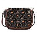 White And Orange Aboriginal Art Print Saddle Bag