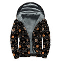 White And Orange Aboriginal Art Print Sherpa Lined Zip Up Hoodie