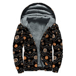 White And Orange Aboriginal Art Print Sherpa Lined Zip Up Hoodie
