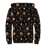 White And Orange Aboriginal Art Print Sherpa Lined Zip Up Hoodie