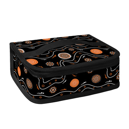 White And Orange Aboriginal Art Print Small Lunch Bag
