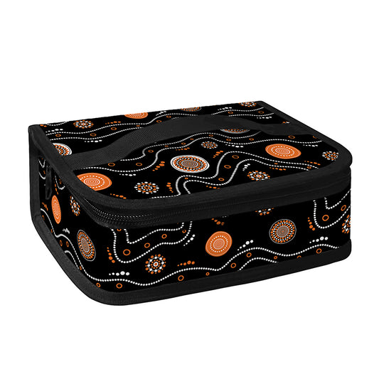 White And Orange Aboriginal Art Print Small Lunch Bag