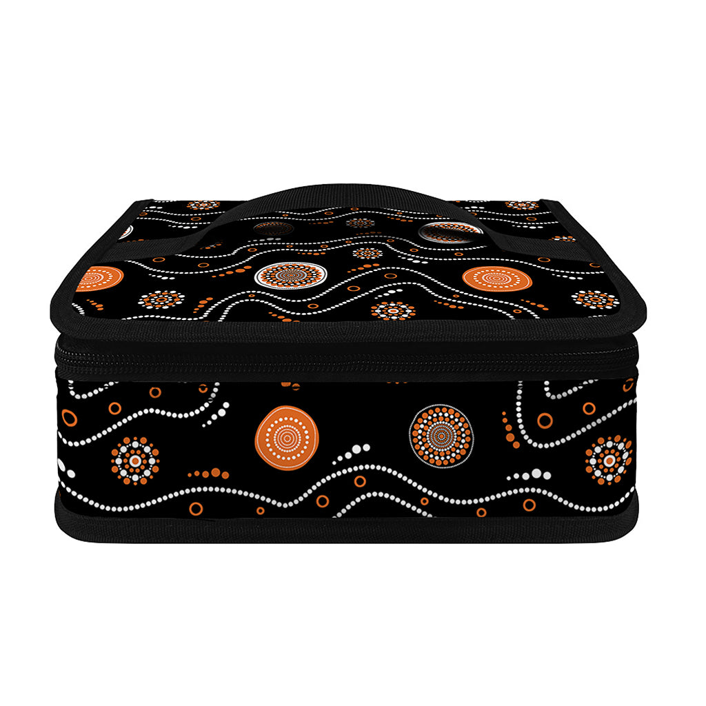 White And Orange Aboriginal Art Print Small Lunch Bag