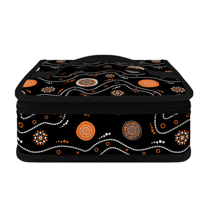 White And Orange Aboriginal Art Print Small Lunch Bag