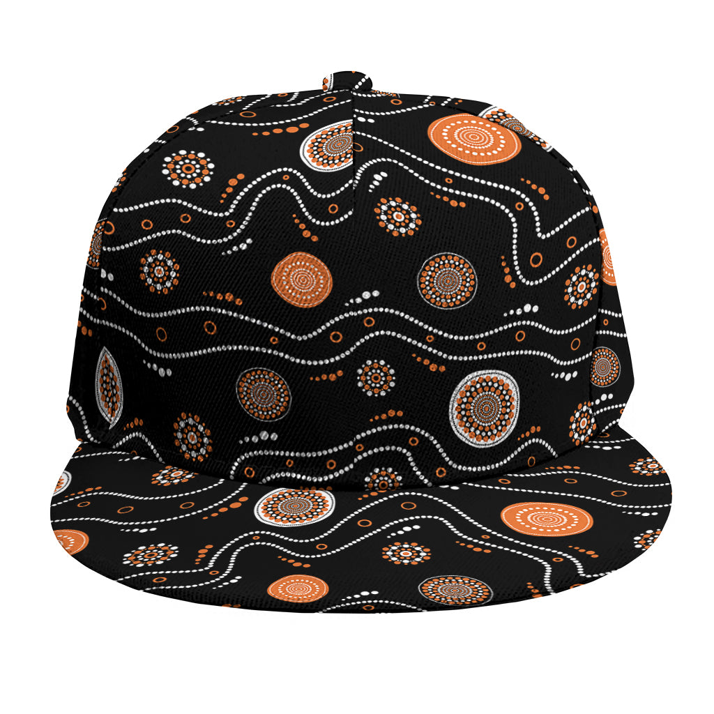 White And Orange Aboriginal Art Print Snapback Cap