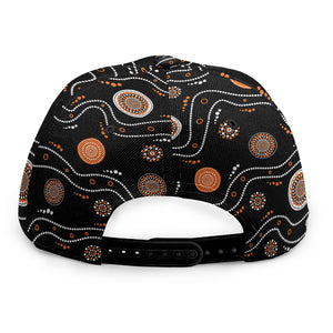 White And Orange Aboriginal Art Print Snapback Cap