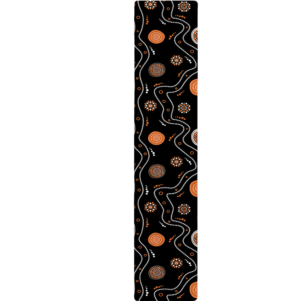 White And Orange Aboriginal Art Print Table Runner