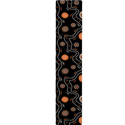 White And Orange Aboriginal Art Print Table Runner