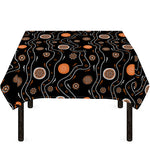 White And Orange Aboriginal Art Print Tablecloth