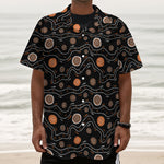 White And Orange Aboriginal Art Print Textured Short Sleeve Shirt