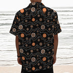 White And Orange Aboriginal Art Print Textured Short Sleeve Shirt