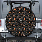White And Orange Aboriginal Art Print Tire Cover With Camera Hole