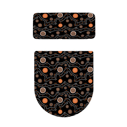 White And Orange Aboriginal Art Print Toilet Lid And Tank Cover Set