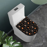 White And Orange Aboriginal Art Print Toilet Lid Cover