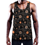 White And Orange Aboriginal Art Print Training Tank Top