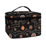 White And Orange Aboriginal Art Print Travel Makeup Bag
