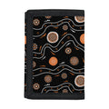 White And Orange Aboriginal Art Print Trifold Wallet