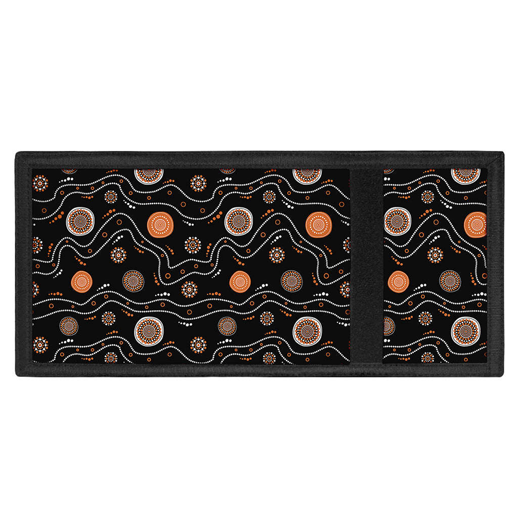 White And Orange Aboriginal Art Print Trifold Wallet