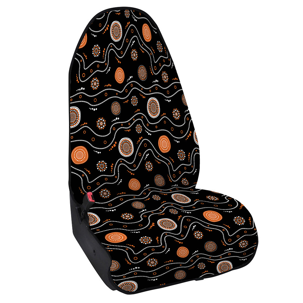 White And Orange Aboriginal Art Print Waterproof Car Seat Cover