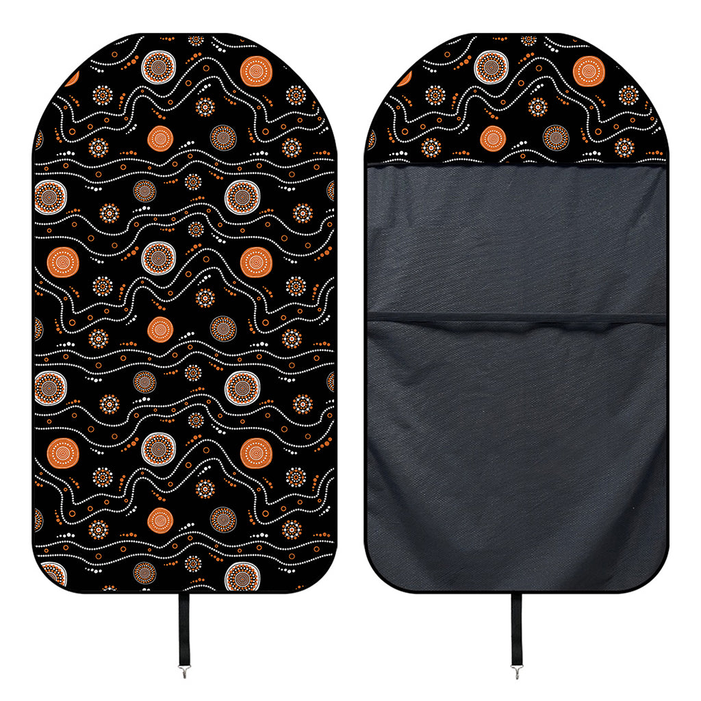 White And Orange Aboriginal Art Print Waterproof Car Seat Cover