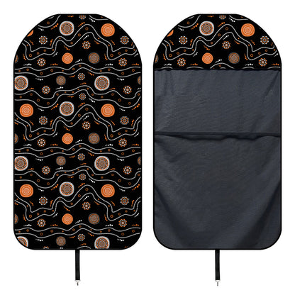 White And Orange Aboriginal Art Print Waterproof Car Seat Cover
