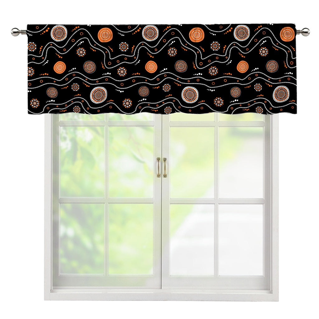 White And Orange Aboriginal Art Print Window Valance
