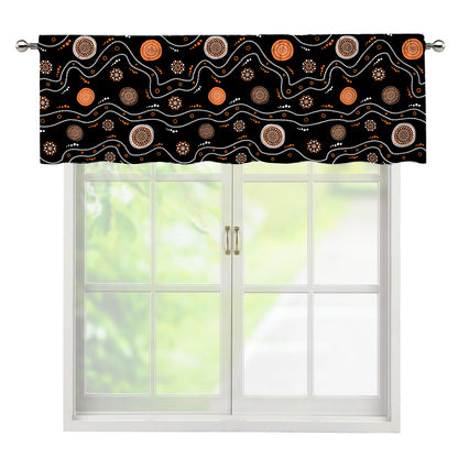 White And Orange Aboriginal Art Print Window Valance